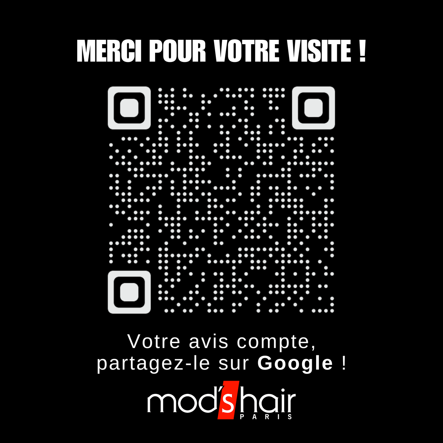 Plaque QR code avis Google